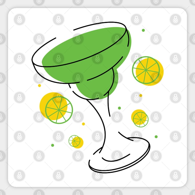 Margarita Lime Line Art Magnet by ElusiveIntro